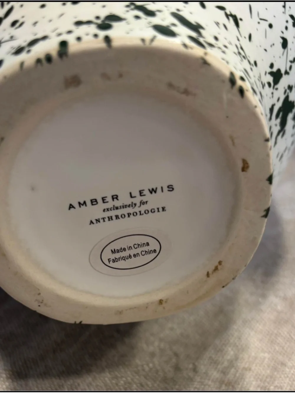 Anthropologie Amber Lewis Green Splatter Double Handle Vase NEW